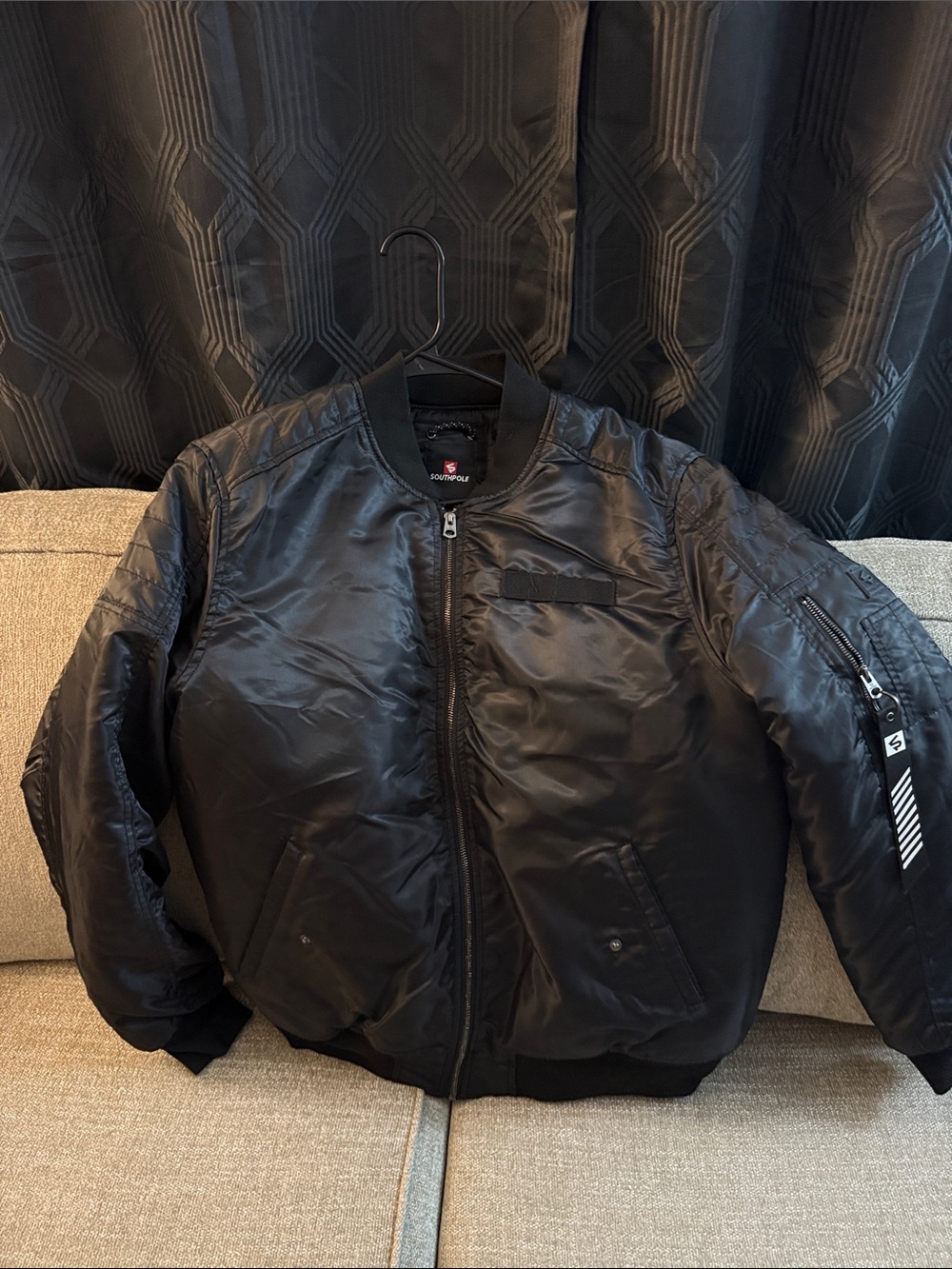 Men's Black Bomber Jacket by Southpole - Classic Quilted Flight Jacket